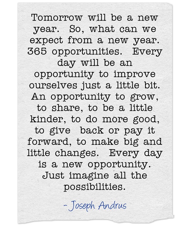 A new year =365 opportunities